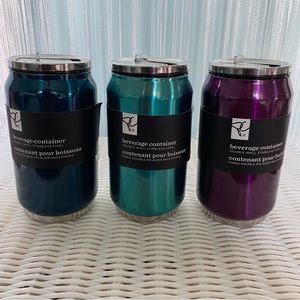 Set of 3 Double - Wall Stainless Steel Beverage Container NWT